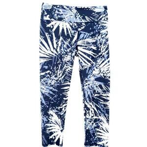 Fabletics Black White Tropical Palm Capri Legging XXS Workout Athletic Running